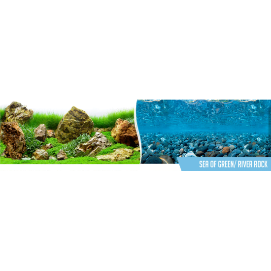 Double-sided aquarium background – Green Sea / River stones - 1