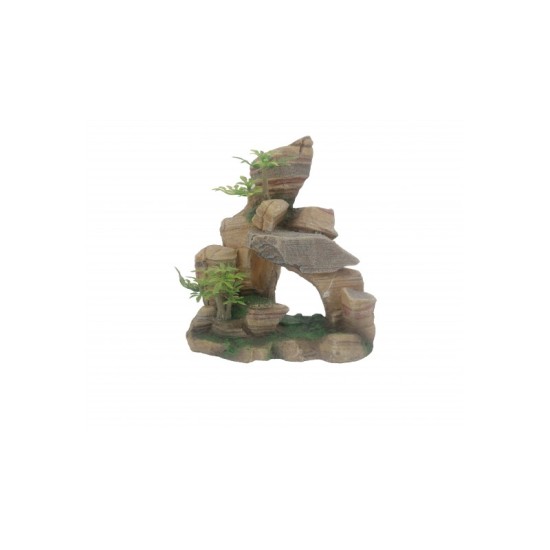 Rock with plants aquarium decoration L - 1