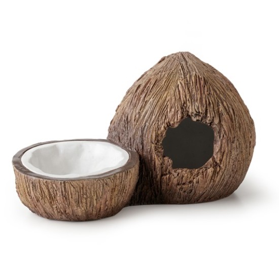 Exo Terra Coconut Hide with Water Dish - 1