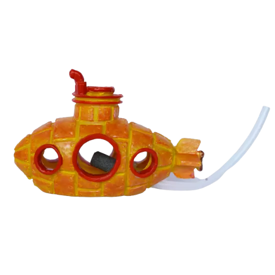 Изкуствена декорация - Жълта подводница с въздух - 2