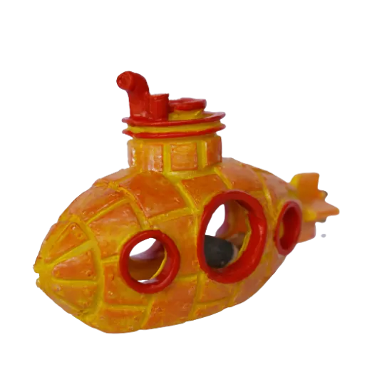 Изкуствена декорация - Жълта подводница с въздух - 1