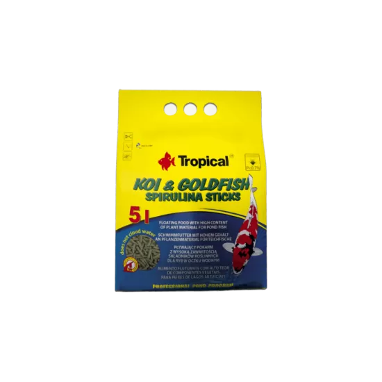 Пълноценна храна под формата на плаващи пръчици Tropical Koi Goldfish Spirulina Sticks - 1